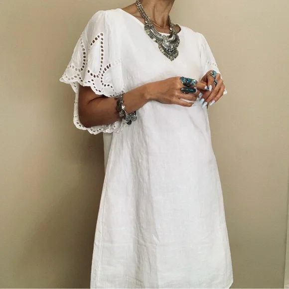 Nordstrom White Eyelet Sleeve Dress - Picture 6 of 13